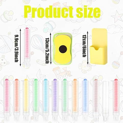 12pcs Dustless Chalk for Kids Colored Chalkboard Chalk with Pen Holder Blackboard Eraser Sidewalk Chalk for Kids Dust Free Chalk Crayons for Children Students Teacher Drawing Writing thumbnail 3