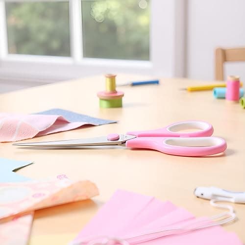 Pink Scissors, 7.5" All Purpose Scissor for Office and Home, Stainless Steel Craft Sewing Fabric Shears with Comfort Grip, Right/Left Handed (1 Pack) thumbnail 6