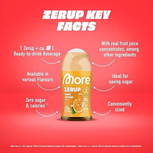 MORE Zerup, Zero Calorie Syrup a.o. with Real Fruit Extracts, Peach Iced Tea, 65 ml (up to 8 l Softdrink) - Zero Added Sugars thumbnail 3