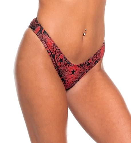 Affliction Women's Red and Black Star Pattern Bikini Bottom, Swimwear Collection thumbnail 2