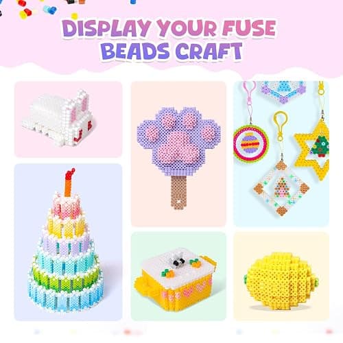 Meland Fuse Beads Kit - 11,000 pcs 36 Color Beads for Craft for Girls Age 5-12 Year Old,5MM Melty Beads Set Including 5 Pegboards, Ironing Paper & Chain Accessories Iron Beads Christmas Birthday Gift thumbnail 8
