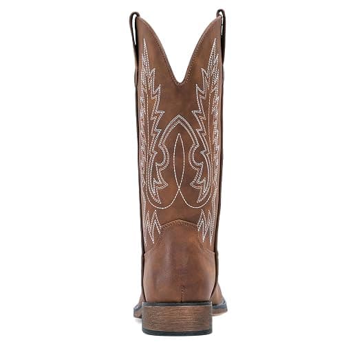 IUV Cowboy Boots For Women Square Toe Wide Western Boots Mid Calf Cowgirl Boots Pull On Embroidered Brown Cowboy Boots thumbnail 6