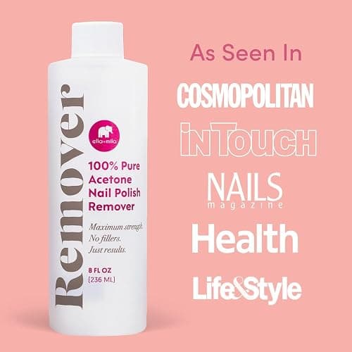 ella+mila 100% Pure Acetone Nail Polish Remover – Professional Strength Gel, Acrylic & Shellac Remover – Fingernail Polish Soak for Dip Powder, Glitter & Artificial Nails (8 fl oz) thumbnail 4