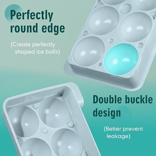WIBIMEN Large Ice Cube Molds, Big Round Whiskey Ice Cube Trays for Freezer, Easy to Fill & Release, Whiskey Bourbon Cocktail(2.5In*8 Balls- Blue/2 Pack) thumbnail 6