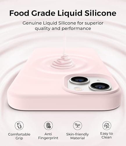 AOTESIER Magnetic for iPhone 13 Case, [Compatible with MagSafe][Military Shockproof Protection] Food Grade Silicone Case with Soft Anti-Scratch Microfiber Lining, 6.1 inch, Chalk Pink thumbnail 5