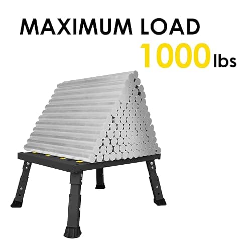 DEPSUNNY Adjustable Height Aluminum RV Step, Stable Foldable Platform Step Stool, Supports Up to 1,000 lb, Non-Slip Rubber Feet and Platform Mat, Easy to Carry (Black) thumbnail 8