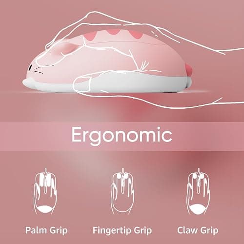 Akko Cat Theme Wireless Gaming Mouse Pink, Tri-Mode Mouse BT3.0/BT5.0/2.4G, Cute Optical Cordless Cartoon Mice for Computer/Laptop/Desktop/PC, Compatible with Mac/Win (Pink Angie) thumbnail 2