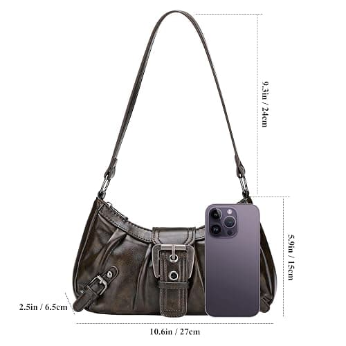 WantGor Women's Shoulder Bag, Clutch Tote Bags Top Handle Purse Zipper Handbag Buckle Punk Purses Trendy Underarm Bag thumbnail 4