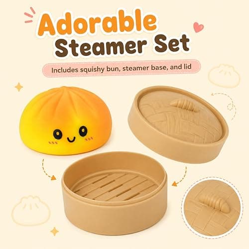 Crossunx Sweet Orange Scented Dumpling Squishies Stress Balls, Tie-Dye Squishies Dumpling Fidget Sensory Toy with Food Steamer, Squeeze Dough Ball for Stress Relief, Stretchy Desk Toys Gift thumbnail 8