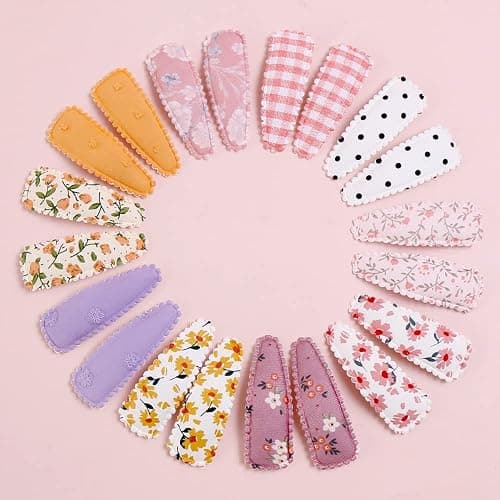 20 Pcs Girl Hair Clips Floral Print Toddler Hair Clips Non Slip Wrapped Snap Hairpins for Kids Barrettes Hair Accessories for Baby Toddler Girls (Light Color) thumbnail 6