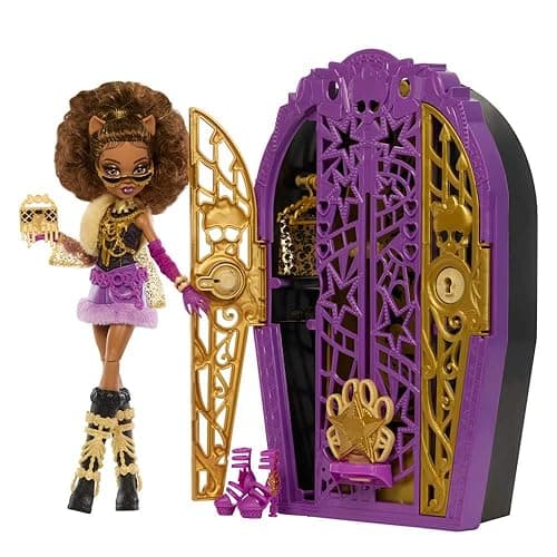 Monster High Skulltimate Secrets Doll and Accessories Set, Hauntlywood Mysteries Clawdeen Wolf with Reveal Closet & 19+ Glam Surprises Like Doll Clothe