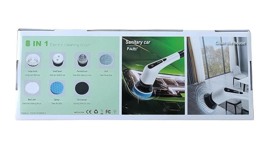 Electric Spin Scrubber, Cordless Bath Tub Power Scrubber with 8 Replaceable Drill Brush Heads, Shower Cleaning Brush with Adjustable Handle for Bathroom, Tile Floor & Car, White, (ANS-8050) thumbnail 9