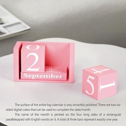 Notakia Pink Decor Wooden Desk Blocks Calendar Perpetual Block Cute Office Pink Desk Accessories Preppy Room Decor for Women thumbnail 4