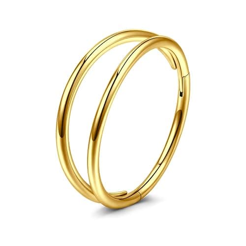 MODRSA Double Hoop Nose Ring - Silver Gold Diamond 316L Surgical Steel Cartilage Earring Helix Hoops 20g 18g 16g thumbnail 6