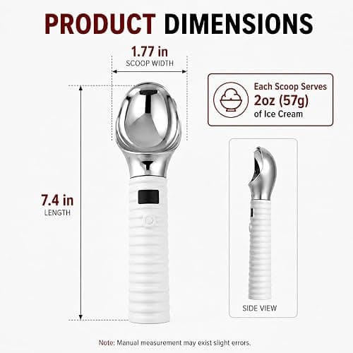 DLUCK Heated Ice Cream Scoop for Hard Ice Cream, Gelato & Frozen Desserts, Electric Ice Cream Scooper with Smart Temperature & Battery Display, USB-C Rechargeable, Durable One-Piece Design (White) thumbnail 2