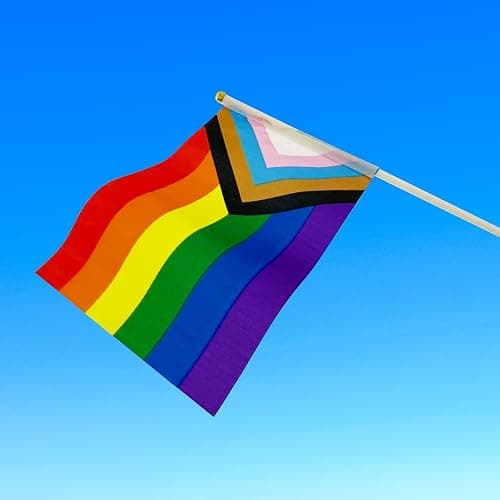 MEPLUM 3x5 FT Rainbow Progress Pride Flag Bundle for LGBTQ+ Accessories Present Celebration Parades Home Decor Party Supplies Festivals thumbnail 5