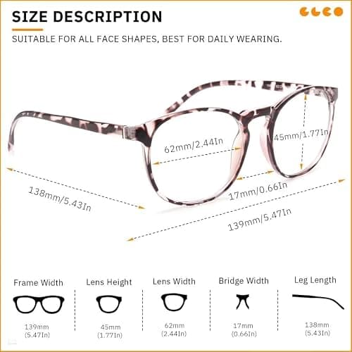 IBOANN Iconic Blue Light Glasses for Woman - Computer Glasses 99% Blue Light Blocking - Anti Eyestrain & UV Glare Protection - *A1 Light Black & Leopard & Transparent - Clear thumbnail 4