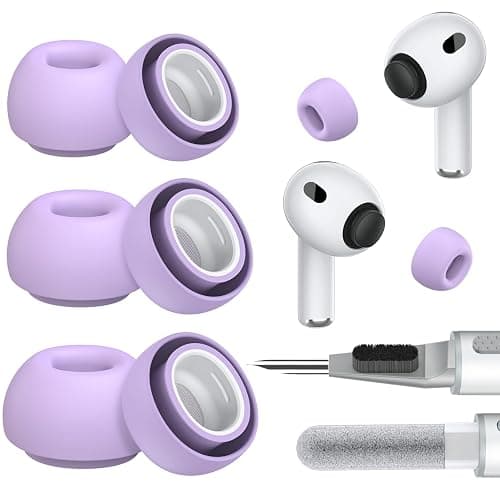 Ear Tips Replacement for AirPods Pro 3, Silicone Earbuds Tip 3 Pairs | Ear Buds Eartips with Cleaner Kit - Buds Replacement Accessories for AirPod Pro 3rd Gen (Assorted S/M/L, Light Purple) - Image 1