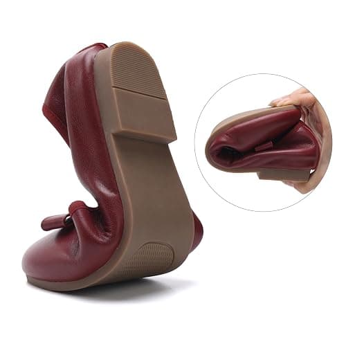 CAUTTILAM Women's Wide Toe Box Leather Ballet Flats, Genuine Leather Dress Shoes with Arch Support, Comfortable Round Toe Slip On Office Walking Shoes for Ladies thumbnail 2
