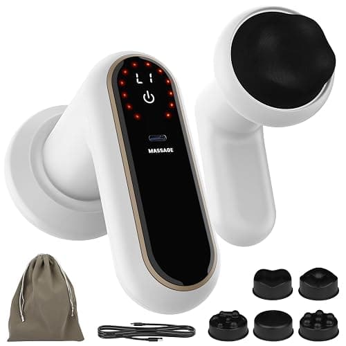 MIVONAXI Massaggiatore elettrico anti-cellulite a batteria con riscaldamento, 5 testine massaggianti, 6 livelli di intensità e 3 modalità di massaggio, modellazione del corpo, riduzione del grasso - Image 1