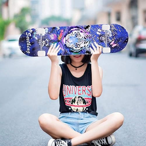 CLYCTIP Complete Skateboards- Standard for Beginners Kids Boys Girls Teenager- 31''x 8''Canadian Maple Cruiser Pro Skate Board thumbnail 4