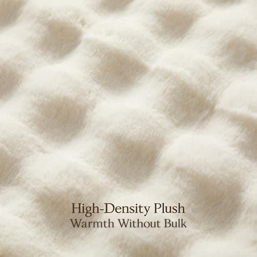 The Malibu Blanket - LuxeComfort Faux Fur Bubble Blanket 50"x60" Lighthouse Cream - Luxuriously Soft, Elegant, Reversible Design, Home Décor, Picnics, and Travel (Lighthouse Cream, Throw 50x60) thumbnail 7