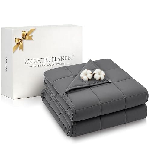 RJOP Cooling Weighted Blanket for Adults (15lbs, 60"x80") Heavy Blanket with Premium Glass, Queen Size Perfect for 190-210 lbs, Soft Breathable, Dark Grey - Image 1
