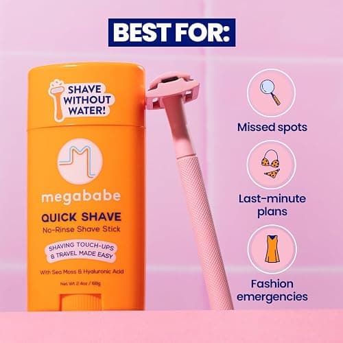 Megababe Quick Shave No-Rinse Shave Stick | Shaving Touch-Ups & Travel Made-Easy | with Sea Moss & Hyaluronic Acid | 2.4 oz thumbnail 4