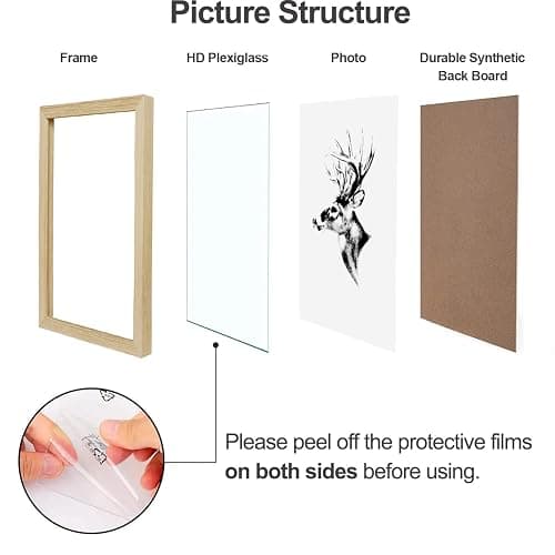 Yaetm 16x24 Picture Frames, Natural Solid Oak Wood Frame 16 x 24 inch, Ideal for Wall Gallery and Poster, Wall Mount (4 Pack, Oak) thumbnail 6