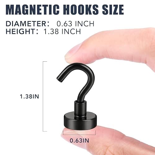 E BAVITE Black Magnetic Hooks, 30LB Strong Neodymium Magnet Hook for Cruise, Grill, Towel, Indoor Hanging, Kitchen, Workplace, Office and Garage - 6 Pack thumbnail 2