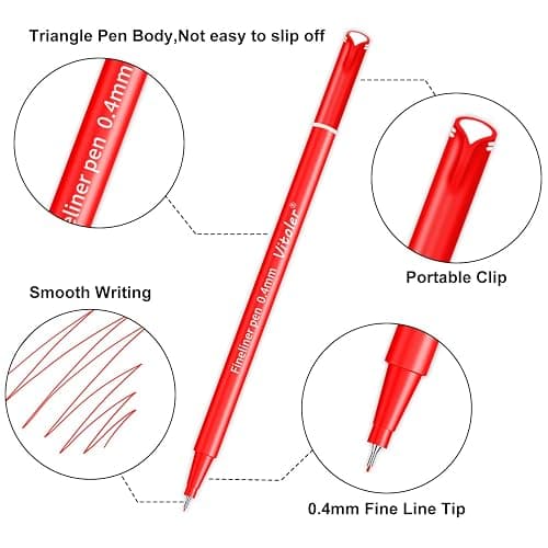 Vitoler Pens for Drawing Journaling,Planner,24 Pack 0.4mm,Colored Pens for Art Supplies Planner,Drawing,Journaling thumbnail 4