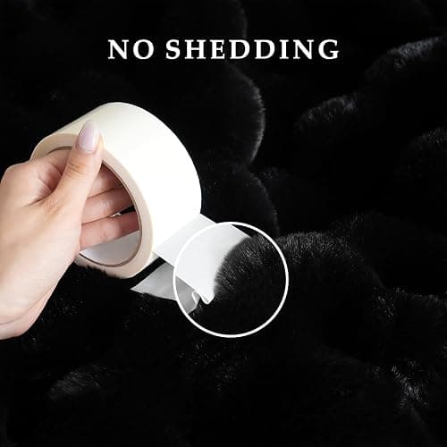 BENVWE Faux Fur Throw Blanket for Couch - Thickened Fluffy Soft Bubble Blanket for Living Room Home Decor - Fathers Day Birthday Gifts for Women Men, Black, 50" x 60",1300GSM thumbnail 4