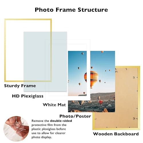 JCJMY 20x28 Picture Frame with 18x24 Mat, Display Photo 18x24 with Mat or 20 x 28 Without Mat, Wall Hanging Large 20 by 28 Poster Frame with Plexiglass, Gold thumbnail 4