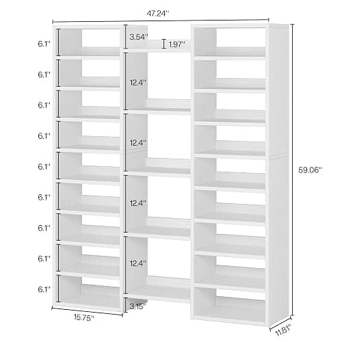 Tribesigns 14-Tier Shoe Rack, White Shoe Storage Cabinet with 22 Open Cubbies, 46 Pairs Wide Entryway Shelf for Shoes, Modern Organizer for Closet Living Room Entryway Hallway thumbnail 2
