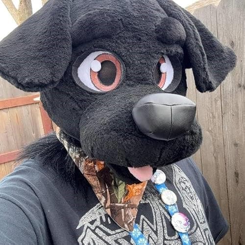 oneandonlycostumes black dog fursuit head and tail regulated jaw, furry head thumbnail 5