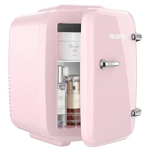 YASHE Mini Kühlschrank, 4 Liter Mini-Kühlschränke für Kosmetik, Getränke, 220V AC/ 12V DC Thermoelektrische Kühlung und Erwärmung, Kleiner Kühlschrank für Schlafzimmer, Büro, Wohnheim, Auto (Rosa) thumbnail 8