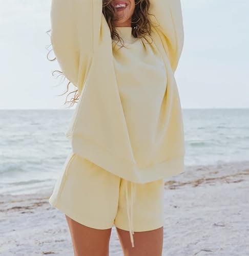 Qmlyev Women 2 Piece Outfits Sweat Shorts Sets Oversized Casual Lounge Matching Set Sweatsuit Tracksuit 2026 Fall Clothes thumbnail 3