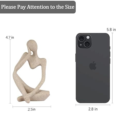 Ozzptuu Sandstone Resin Thinker Style Abstract Sculpture Statue Collectible Figurines Home Office Bookshelf Desktop Decor(Small Sandstone,Left) thumbnail 3