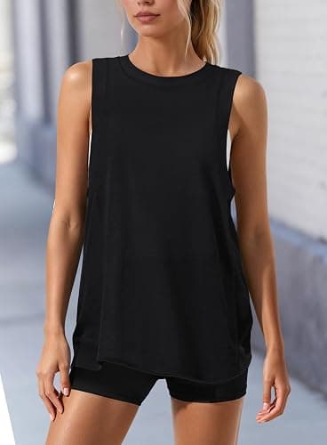 Panadila Womens Open Back Tops Slouchy Athletic Shirts | Sleeveless Workout Tops, Running Tank, Cute Summer Tunic, Backless Yoga Going Out Gym Clothes thumbnail 2