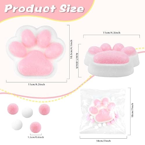 Gytera Cat Paw Squishies Fidget Toys, Ultra Soft Hand Made Squeeze Sensory Toys for Kids with Autism, Goodie Bags Stuffers Birthday for Kids thumbnail 3