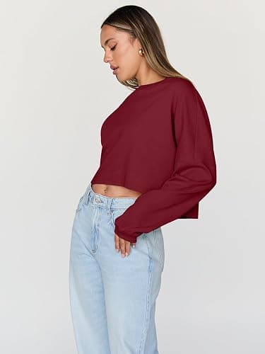 Trendy Queen Cropped Sweatshirts for Women Oversized Crewneck Sweaters Long Sleeve Tops Fall Winter Clothes 2025 thumbnail 3