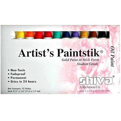 Jack Richeson 121501 Shiva Oil Paintstik, Student Colors, Set of 12 - Image 1