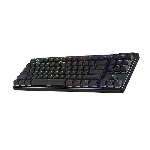 Logitech G PRO X TKL LIGHTSPEED Wireless Gaming Keyboard, Ultra-Portable Tenkeyless Design, LIGHTSYNC RGB, PBT keycaps, Clicky Switches (GX Blue) - Black - Image 1