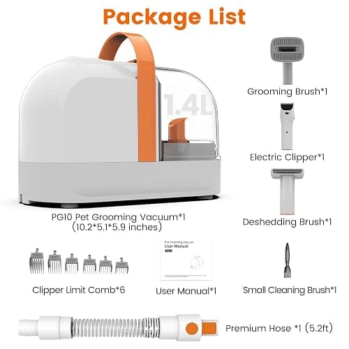 ubrobo Dog Grooming Vacuum, Dog Grooming Kit with Pet Clippers, 12,000Pa Pet Hair Vacuum for Dogs, Low Noise Home Cleaning Tool in 1, PG10 thumbnail 8
