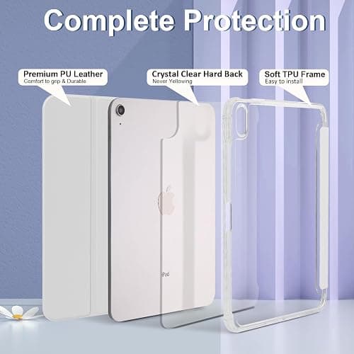 Ruizextech Case for iPad A16 11th Generation 11 Inch 2025, iPad 10th Generation 10.9 Inch 2022, Hybrid Protective Cover with Pencil Holder, Clear Transparent Back Shell, Anti-Yellowing Case, Gray thumbnail 3