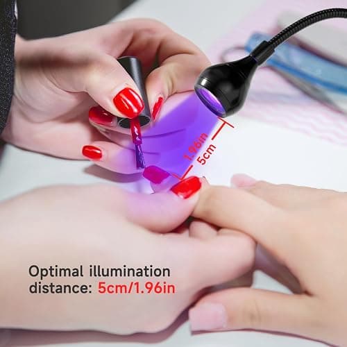 Geisofu UV Nail Lamp - UV Light for Gel Nails, Flash Cure Lamp, LED Gooseneck Flash Cure Lamp for Nails, Manicure Dryer Black Light with Clamp, 365+395nm Wavelength 5V 3W 4 Levels Dimming Black thumbnail 7