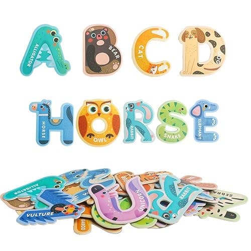 USATDD Jumbo Magnetic Letters Colorful ABC Alphabet Animal Shape Toys Large Uppercase Refrigerator Fridge Magnets Preschool Educational Toy Set Learning Spelling Game for 3 4 5 Year Old Toddler Kids thumbnail 7