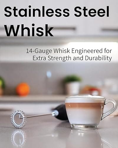 Elementi Electric Pink Milk Frother Handheld - Mini Whisk for Coffee, Matcha and Drinks - Portable Frother & Mixer with Stand (Pastel Pink) thumbnail 10