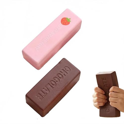 Strawberry&Chocolate Rebound Stick,Slow Rising Squishy,Stress Relief Sensory Toy,Butter Squishy,Adults Relieve Stress and Anxiety（2 Pack） - Image 1