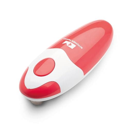 Kitchen Mama Auto Electric Can Opener: Open Your Cans with A Simple Press of Button - Automatic, Hands Free, Smooth Edge, Battery Operated, YES YOU CAN (Red) - Image 1